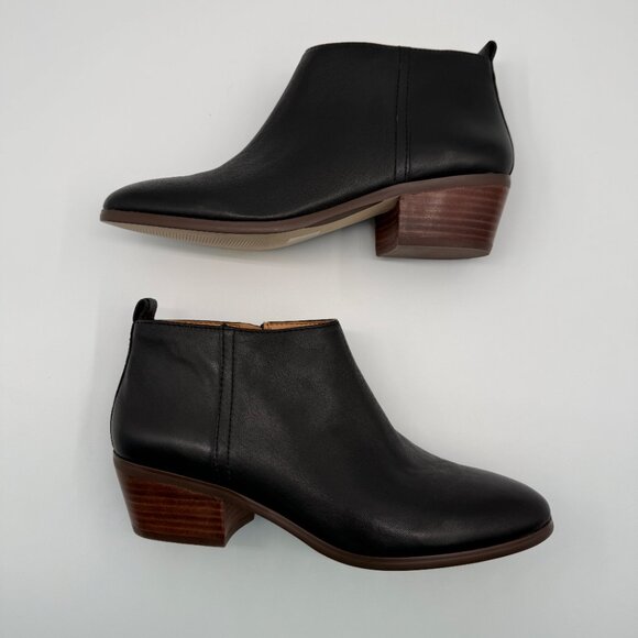 J.Crew Factory Women’s 8.5 Sawyer Black Leather Ankle Boots Stacked Heel NWOB - Picture 4 of 12